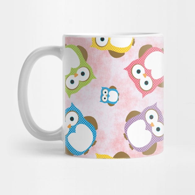 Cute Owls, Owl Pattern, Colorful Owls, Baby Owls by Jelena Dunčević